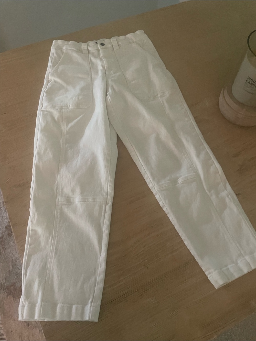White High-Rise Utility Crop Pants - Women